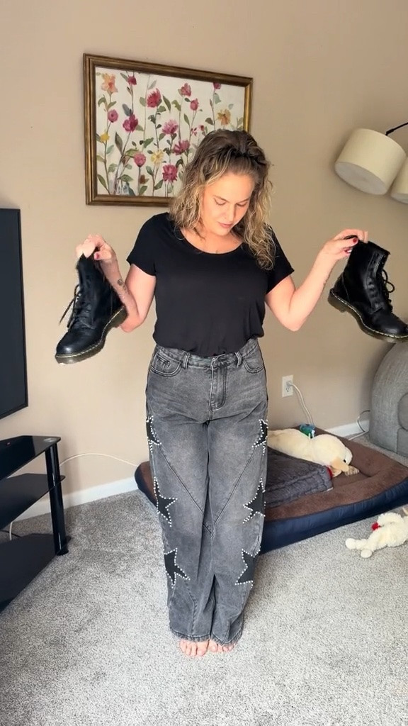 ⭐️ The pearl star jeans that instantly make a basic outfit look put together & cool as shit!!

Paired with a classic black tee and Docs for an easy everyday look that still stands out. These are comfy, flattering, and such a fun closet staple 🖤

#LTKStyle #LTKFashion #LTKWomens #LTKUnder50 #AmazonFashion #AmazonFinds #AmazonStyle #WideLegJeans #StatementJeans #StarJeans #CasualStyle #EverydayOutfit #PunkStyle #StreetStyle #FashionInspo #DailyOutfit

#LTKootd #LTKSaleAlert #LTKMidsize