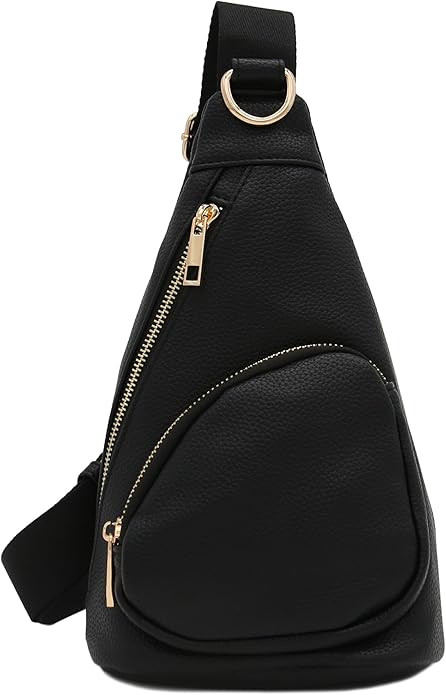 FashionPuzzle Lightweight Small Triangle Pebbled Soft PU Leather Sling Crossbody Bag | Amazon (US)