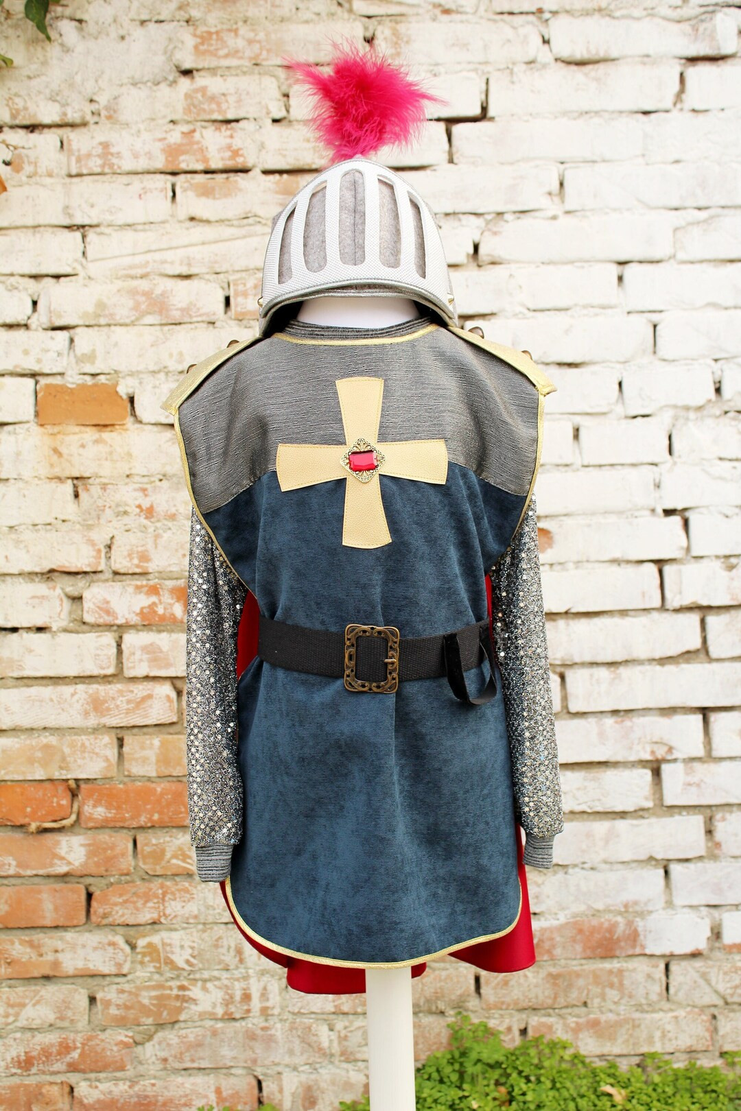 Knight Costume for Kids, Knight Chainmail, Surcoat and Cape All in One With Belt, Helmet and Swor... | Etsy (US)