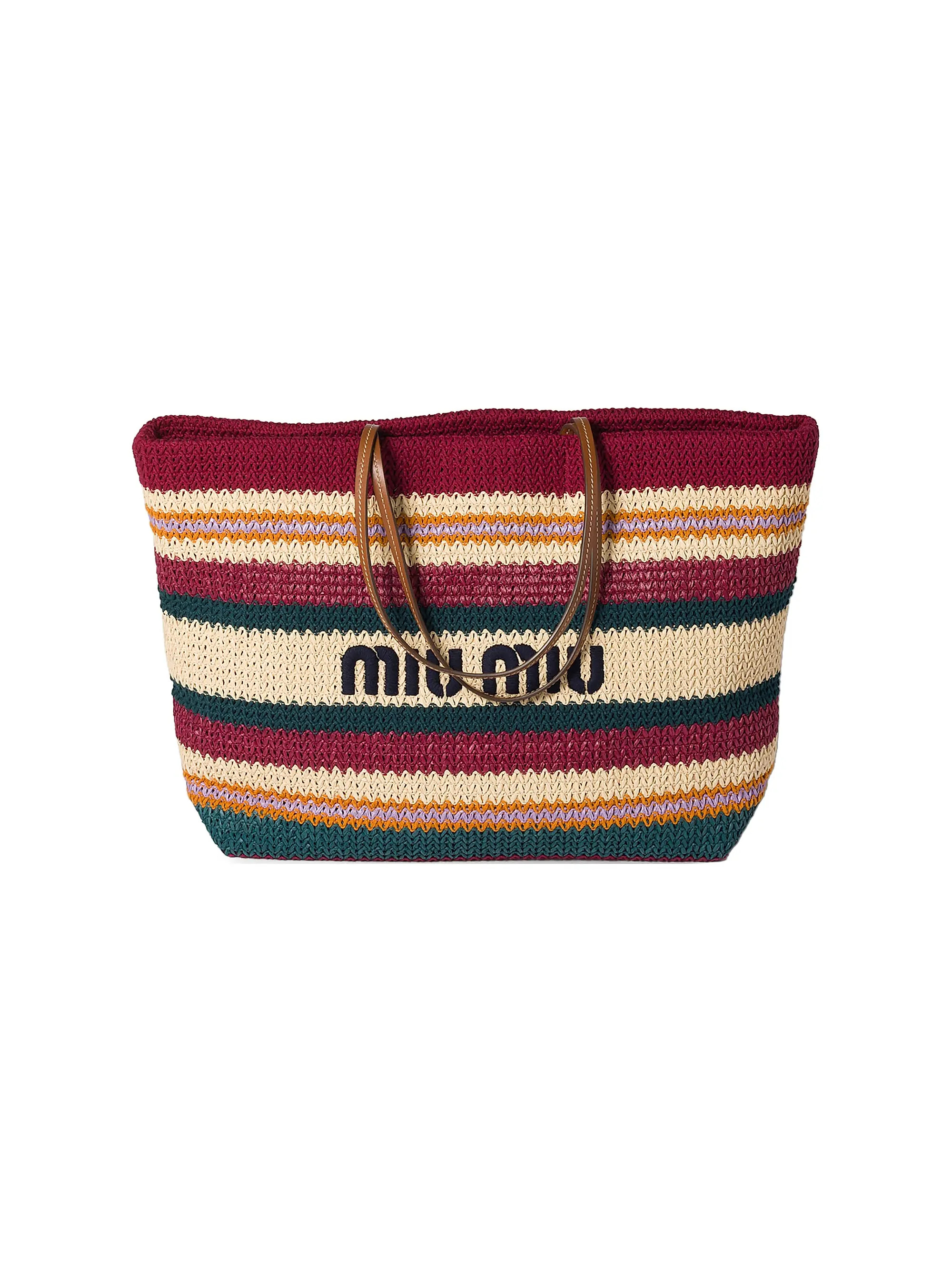 Miu Miu Raffia-Effect Woven Shoulder Bag | Saks Fifth Avenue | Saks Fifth Avenue