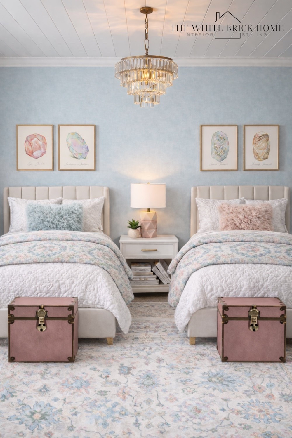 Soft pastels, elegant symmetry, and dreamy textures create the perfect girls room that feels both playful and beautifully polished. 
❤️❤️
Girls room, girls bedroom, kids room, kids bedroom, girls room decor, girls room ideas, shared bedroom, shared bedroom design, kids shared bedroom, girls shared bedroom, shared twin girls room, girls room bedding, teen girl shared bedroom, girls room ideas, blue girls bedroom, bed, bedroom, bedding, girls room rug, kids room shared, pottery barn, pottery barn teen 


#LTKHome #LTKKids #LTKSaleAlert