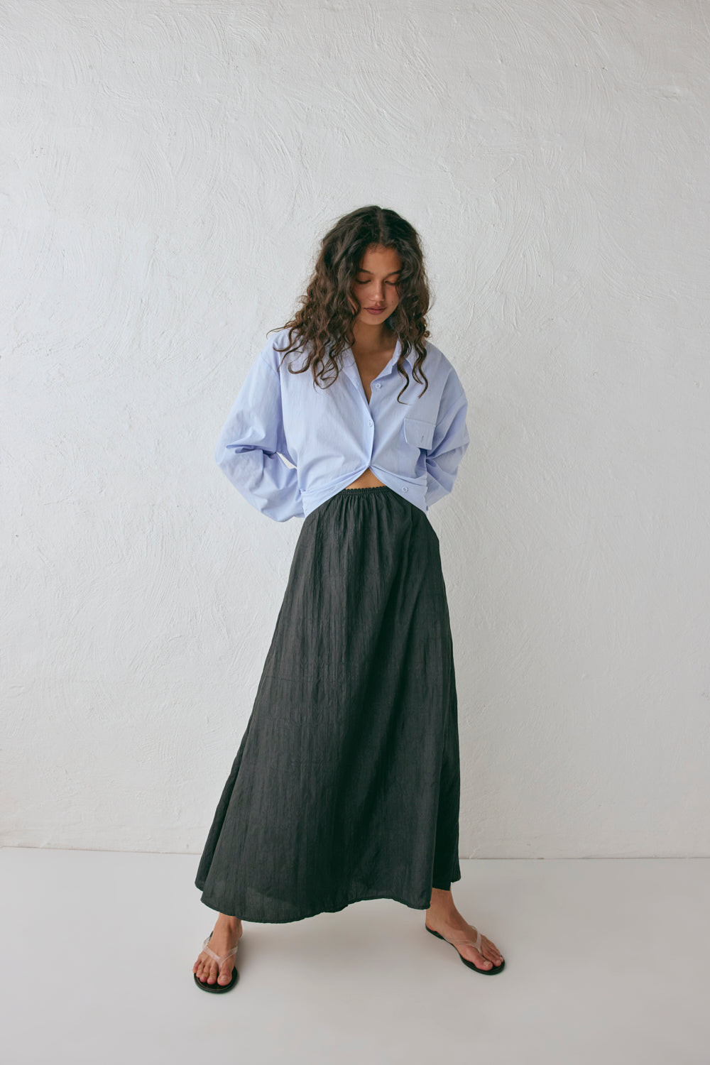 Solara Midi Skirt Black | VRG Grl