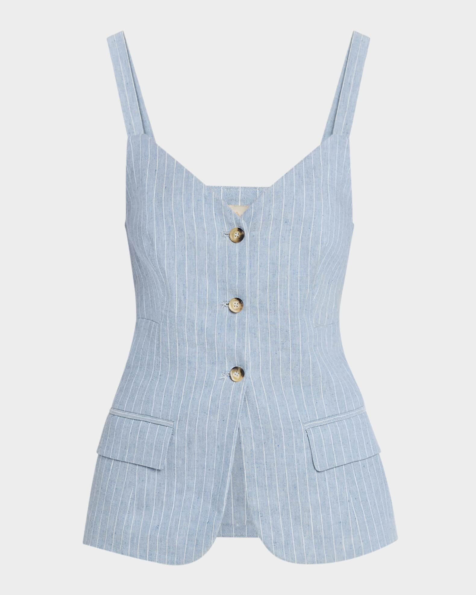 Elai Pinstripe Linen-Cotton Top | Neiman Marcus