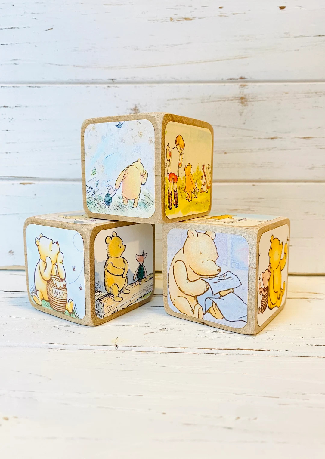 Vintage Winnie the Pooh Wooden Baby Blocks Baby Shower - Etsy | Etsy (US)