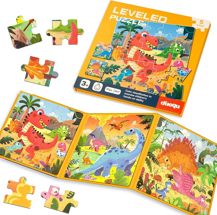 Magnetic Puzzles for Kids Ages 3-5, 3 in 1 Dinosaurs Magnetic Jigsaw Puzzle Book, Travel Puzzles ... | Amazon (US)