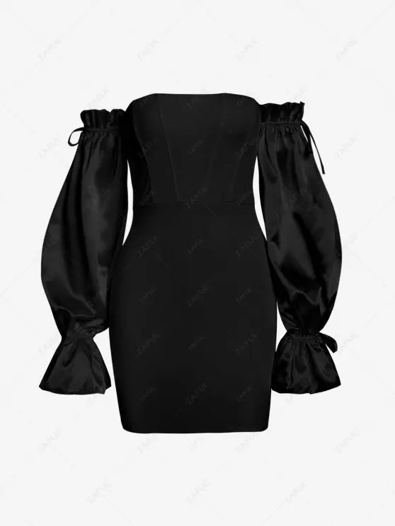 Off Shoulder Silky Sleeve Slinky Mini Dress | ZAFUL (Global)