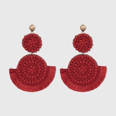 Round Beaded Fanned Tassel Earrings - A New Day™ | Target
