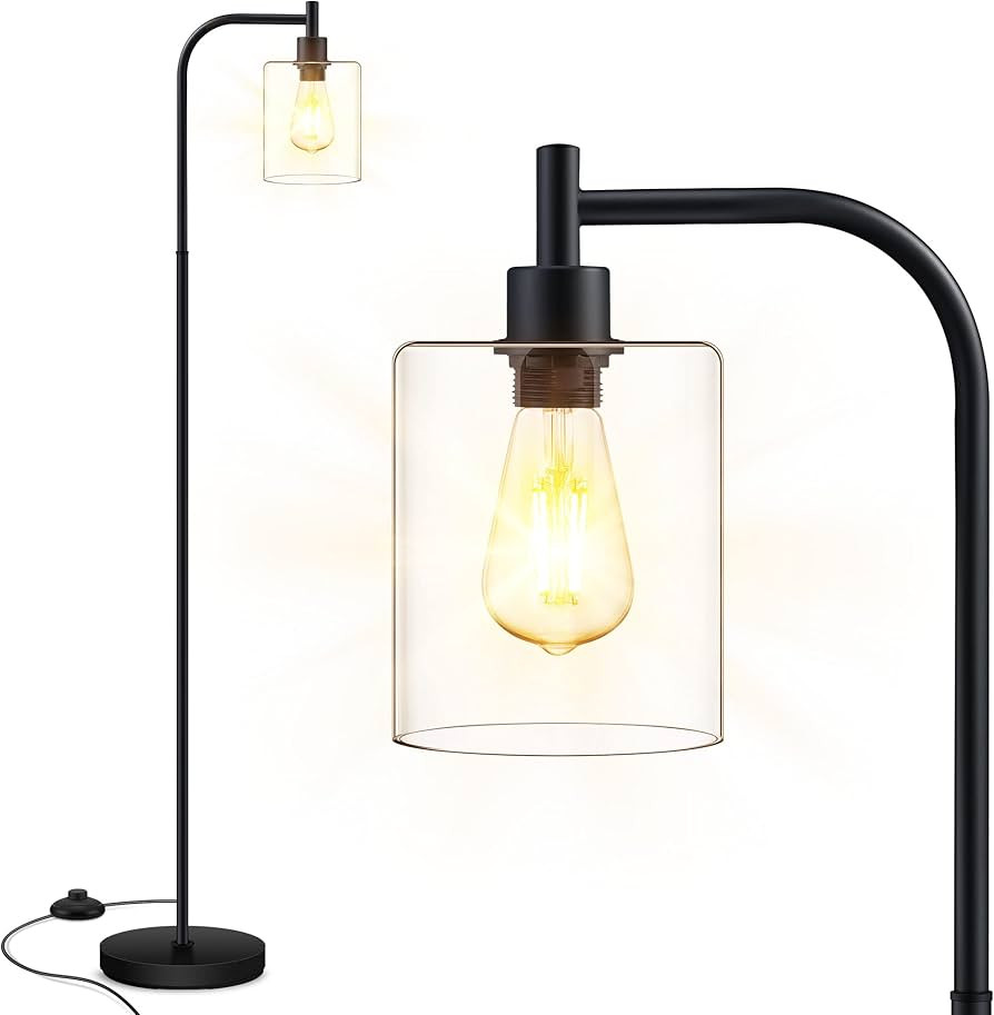BoostArea Floor Lamp, Standing Lamp with Glass Lampshade, 6W LED Bulb Included, Modern Floor Lamp... | Amazon (US)