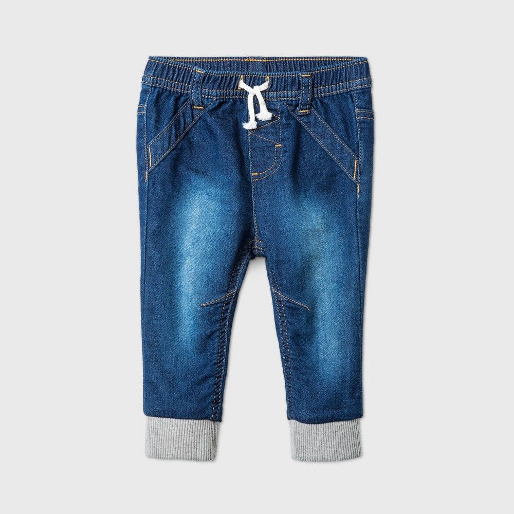 Baby Boys' Long Jogger Jeans - Cat & Jack Dark Denim 12M, Blue | Target