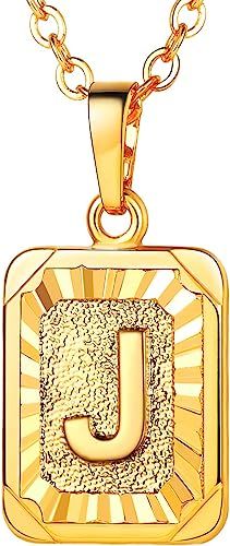 U7 Monogram Necklace A-Z 26 Letters Pendants 18K Gold/Platinum Plated Square Tiny Initial Necklac... | Amazon (US)