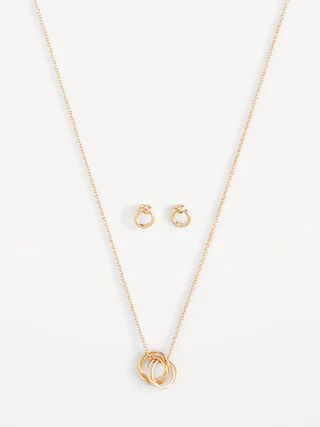Gold-Plated Pendant Necklace and Stud Earrings Set for Women | Old Navy (US)