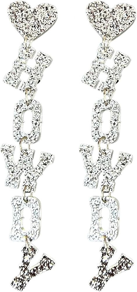 Glitter West Cowboy Earrings Cowgirl HOWDY Letters Bling Drop Dangle Earrings for Women Teens Gir... | Amazon (US)