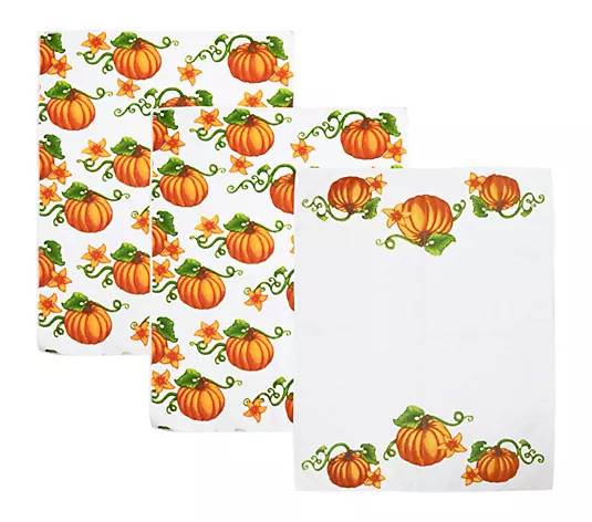 Temp-tations Seasonal Set of 3 XL Printed Kitchen Towels | QVC