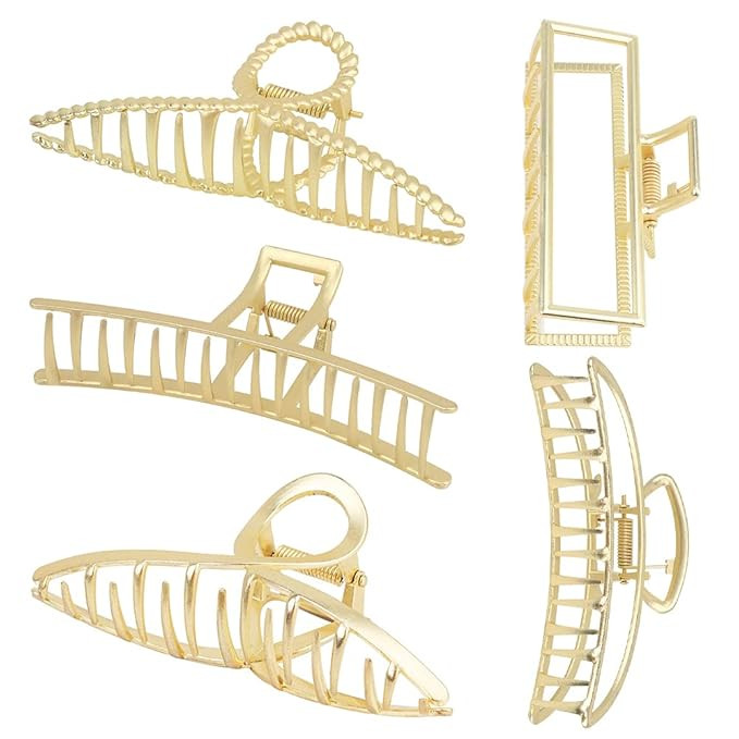 Large Metal Hair Clips for Thick and Long Hair - Butterfly Claw Clips with Non-Slip Grip, Big Jaw... | Amazon (US)