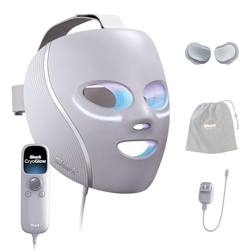 Shark CryoGlow LED Face Mask with Under-Eye Cooling, Anti-Ageing & Blemish Repair, Red & Blue LED, Infrared Light Therapy, USB-C, Remote Control, Storage Bag, Lilac Chill, FW312PL | Amazon (US)