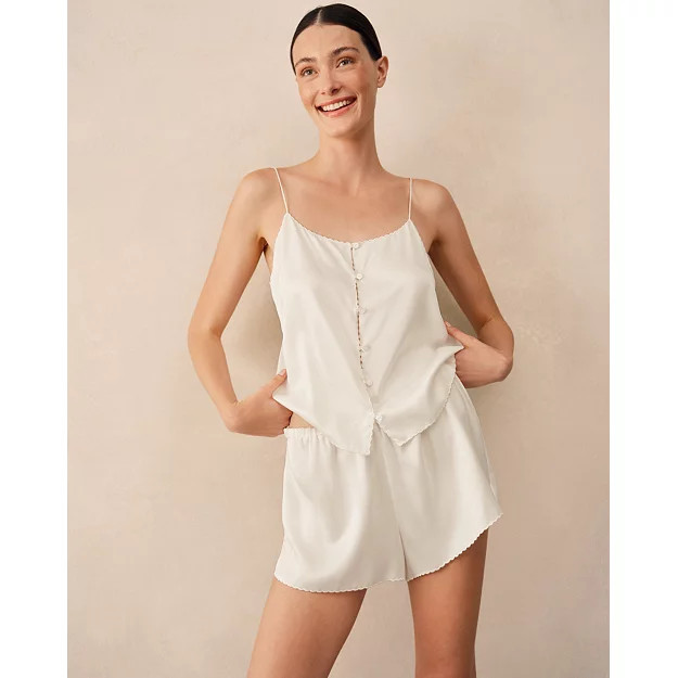 Silk Scalloped Edge Short Pyjama Set | The White Company UK & ROW