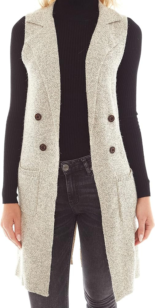 Love Tree Women's Sleeveless Long Sweater Vest Open Front Knit Cardigan Waistcoat | Amazon (US)