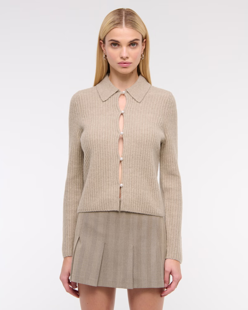 Pearl Button Collared Cardigan | Abercrombie & Fitch (US)