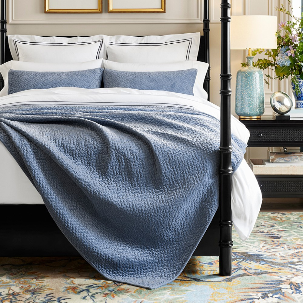 Heritage Lattice Quilted Velvet Coverlet &amp; Shams | Williams-Sonoma