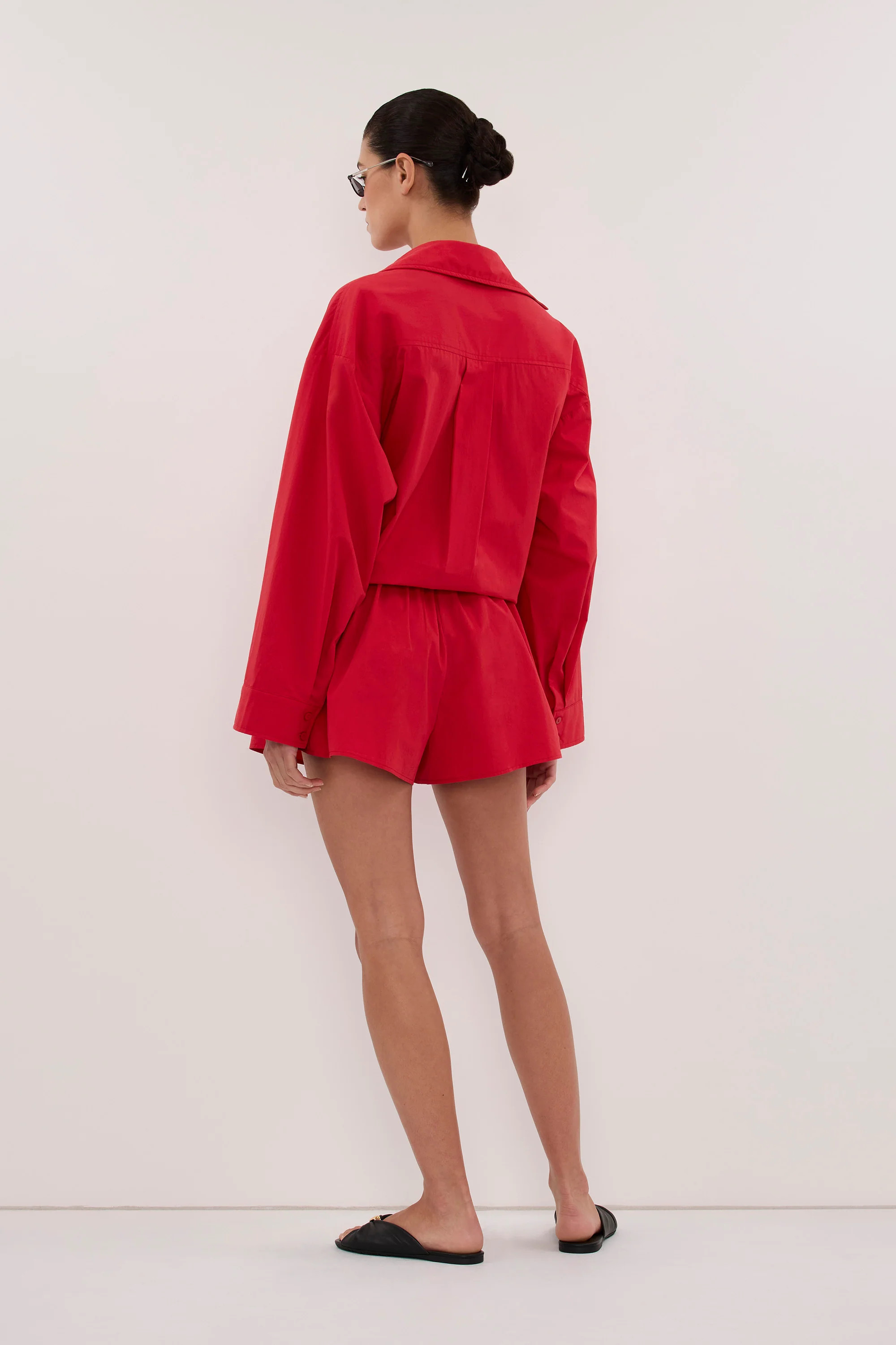 INA RED LIGHTWEIGHT POPLIN SHORT | DISSH