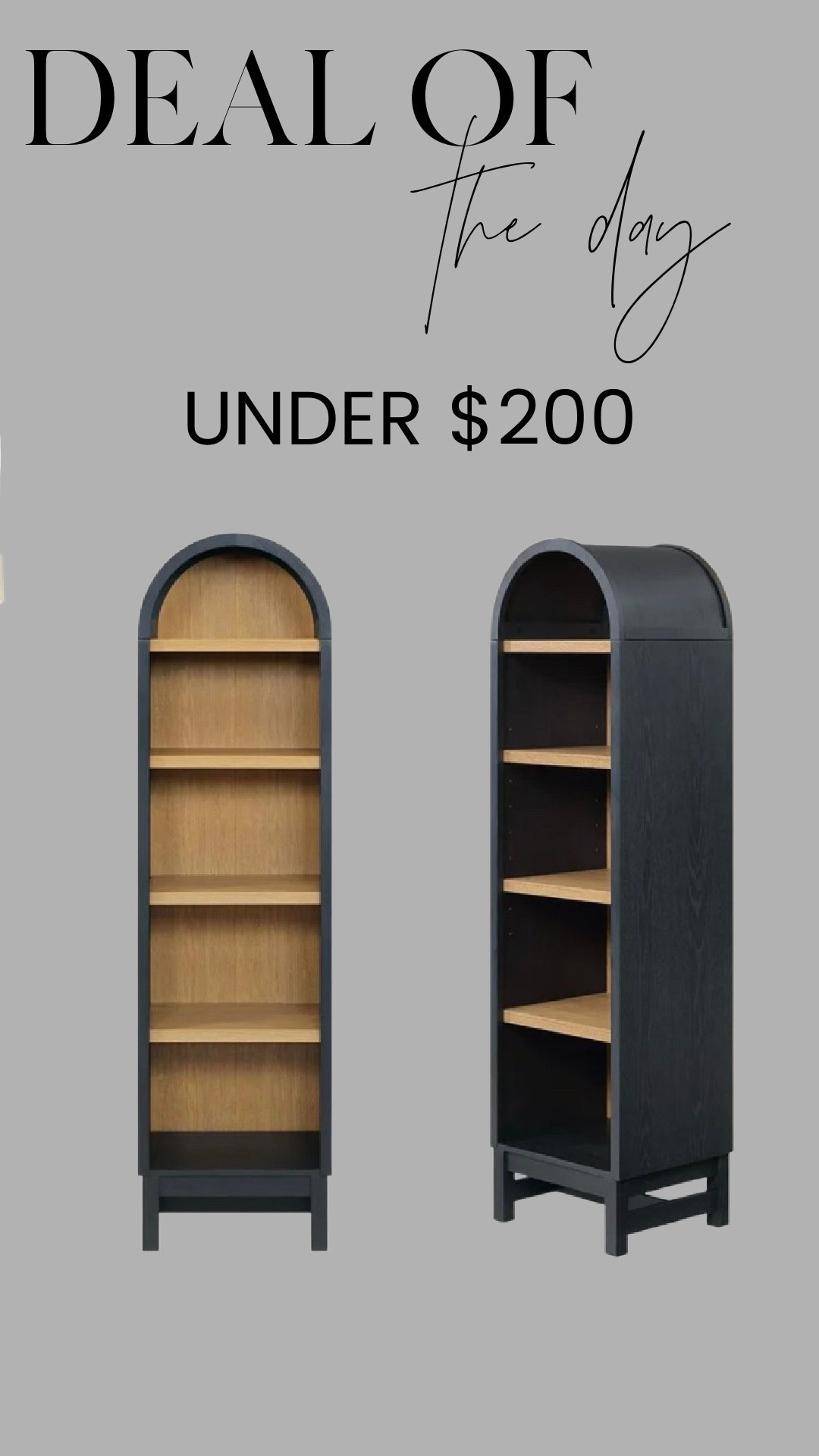 Deal of the day 🤍
An arched shelving piece that instantly elevates a space. Built-in look, warm wood interior, and under $200 — perfect for styling books, decor, or even small bar setups.

#LTKHome #LTKSaleAlert