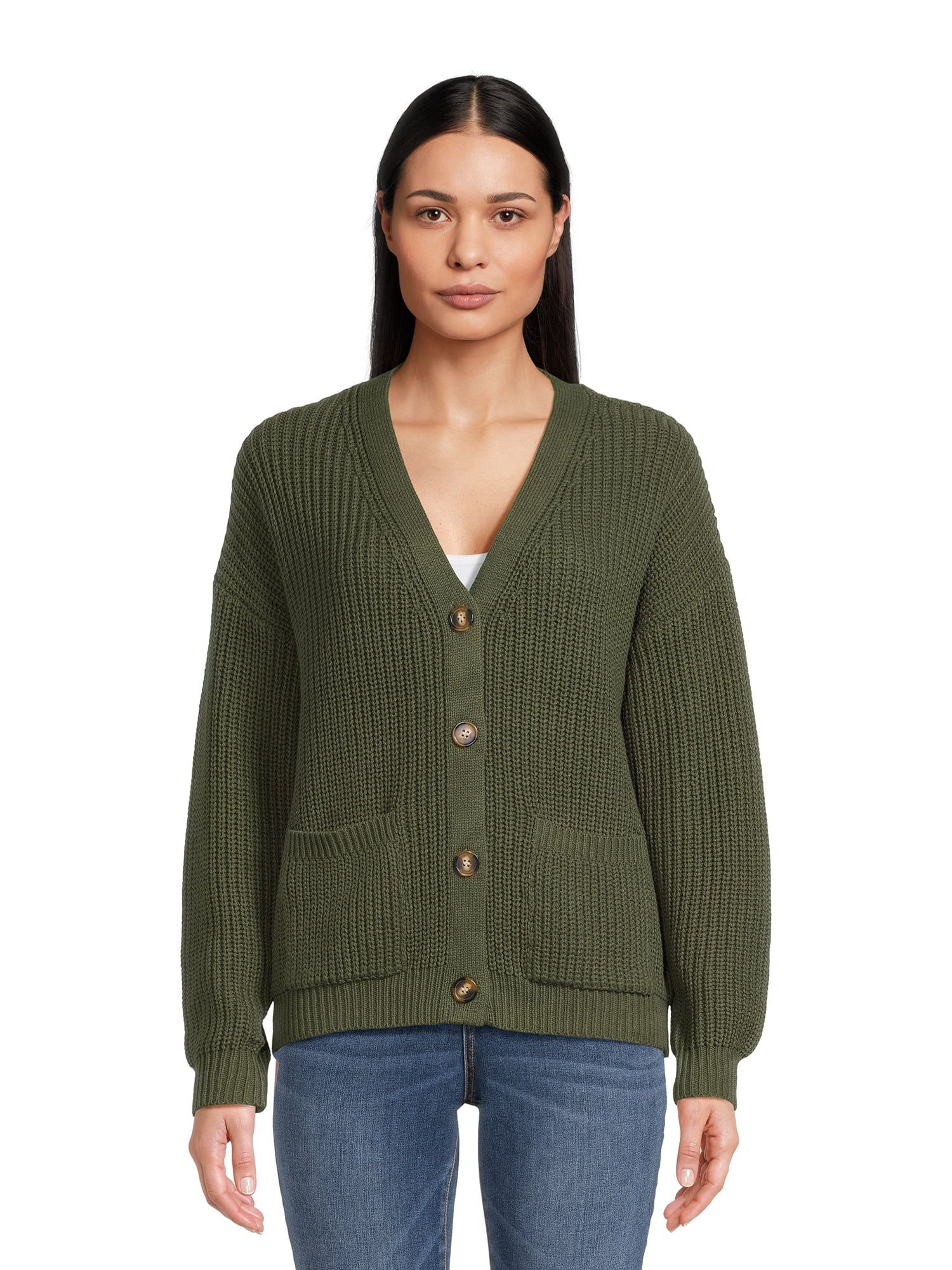 Time and Tru Women's Boyfriend Cardigan Sweater, Midweight | Walmart (US)