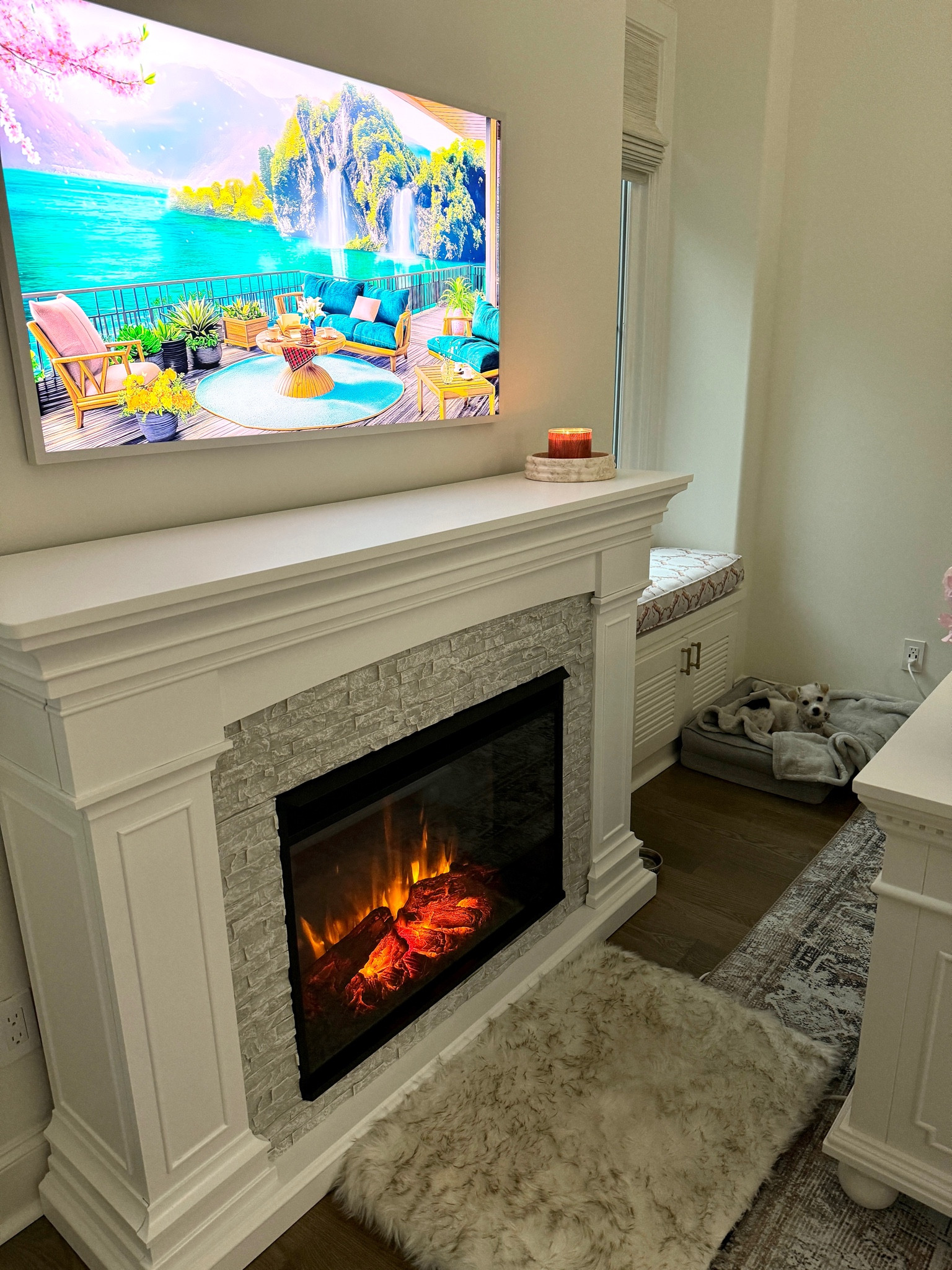 This eclectic fireplace creates a cozy ambiance in my office. It can also put out heat if you want it to and it’s fun for decorating. 

I’m using this marble bowl to hold a candle on the fireplace mantle. I like the look and texture it gives. 

#everypiecefits

Home decor
Home decorations 
Furniture 

#LTKhome #LTKSeasonal #LTKfamily