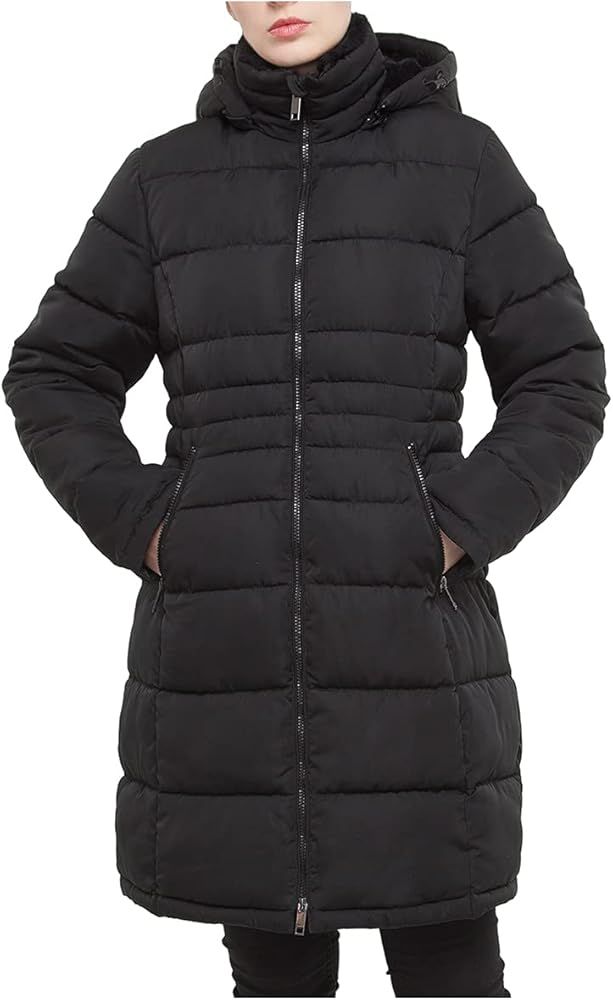 Rokka&Rolla Women's Heavy Long Puffer Jacket Winter Coat with Hooded Faux Fur | Amazon (US)