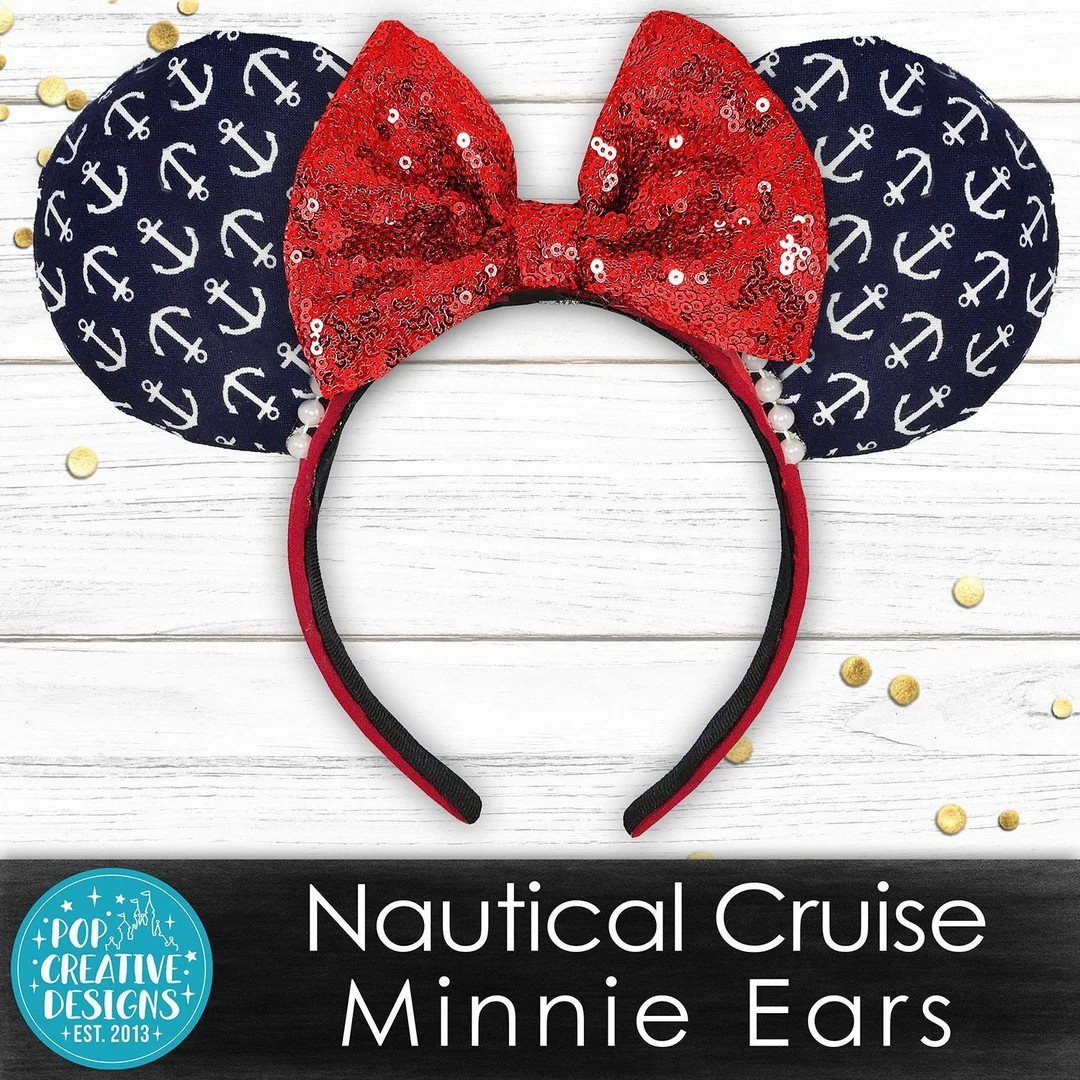 Nautical Cruise Minnie Ears - Etsy | Etsy (US)
