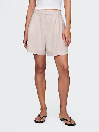 365 High Rise Linen-Blend Shorts | Gap (US)