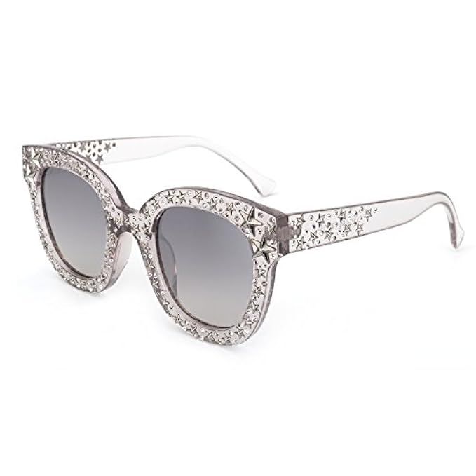 ROYAL GIRL Cat Eye Sunglasses For Women Fashion Designer Acetate Frame With Star | Amazon (US)