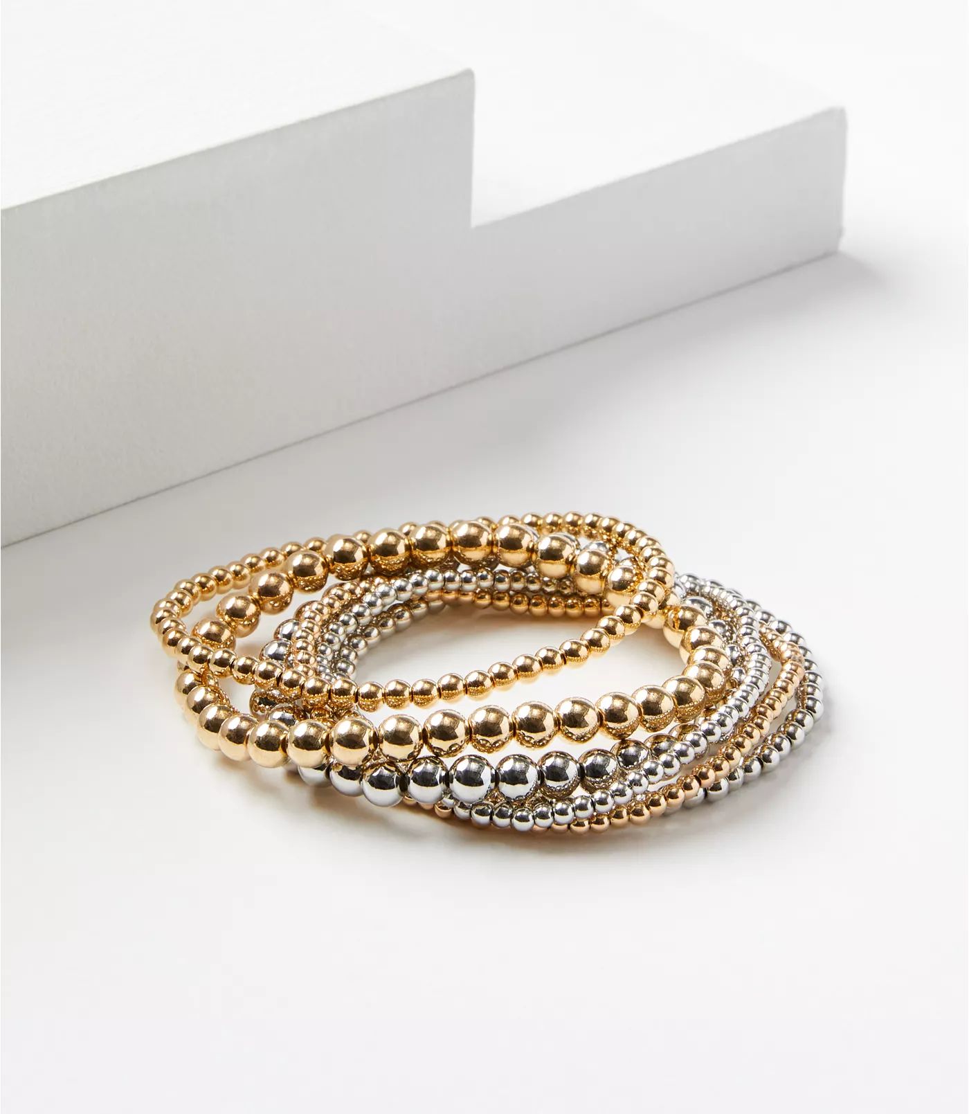 Mixed Metal Ball Stretch Bracelet | LOFT