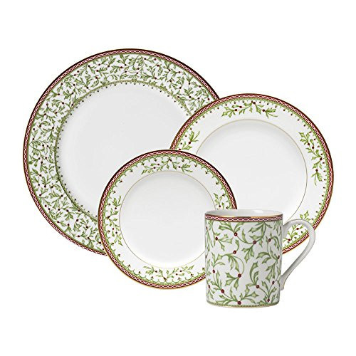 Mikasa Holiday Traditions Dinnerware Set with Mugs (16 Piece), Green, White | Amazon (US)