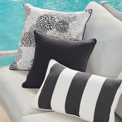 Piped Square Outdoor Pillow | Grandin Road