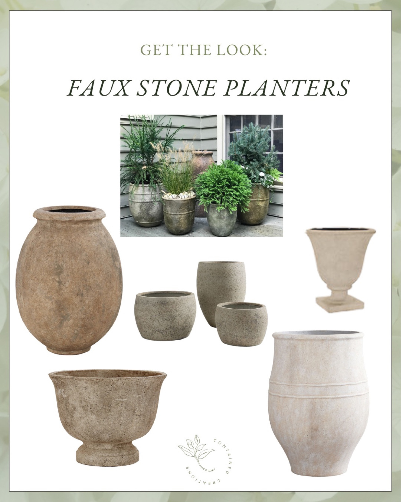 Create this look with a collection of faux stone planters. (Note: Four planters in photo no longer available.)

#LTKhome #LTKstyletip #LTKSeasonal