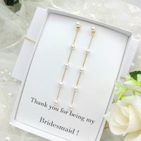 Gold Long Chain With Pearl Earring. 14K Dangle | Etsy (US)