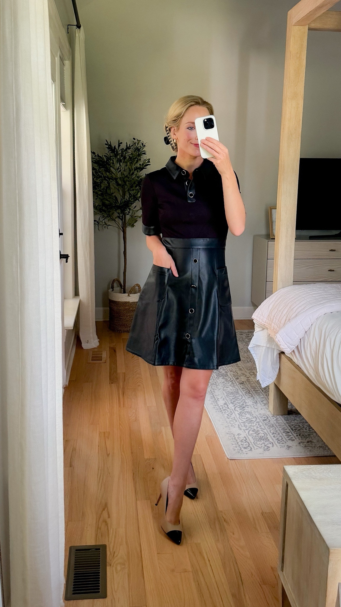 Love this mixed media black dress 🫶🏻

Classic style classic outfit faux leather dress little black dress workwear work outft office outfit work style classic luxury cap toe pumps 

#LTKfindsunder100 #LTKworkwear #LTKHoliday