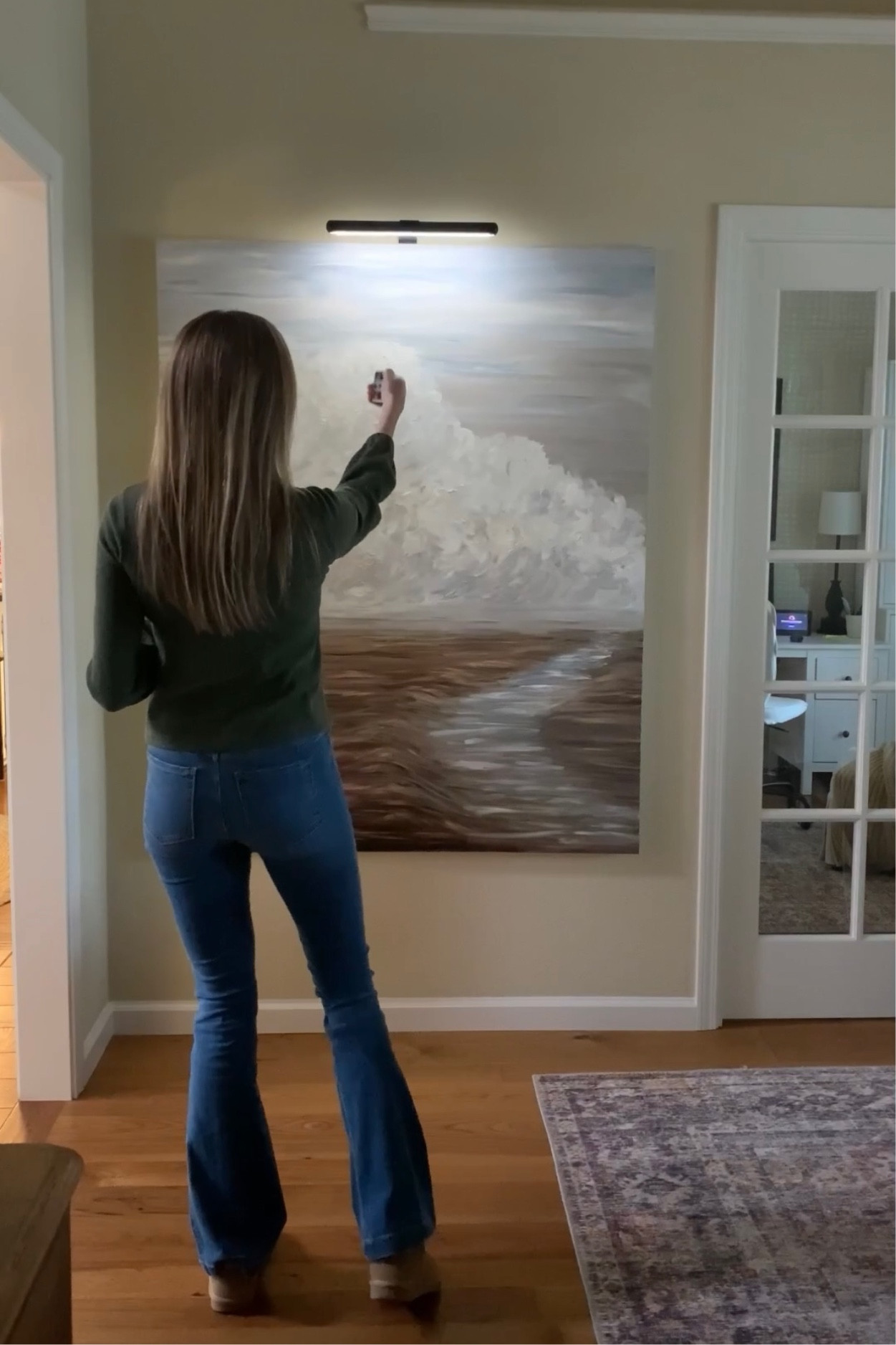 Sharing the picture light I found recently. This light is awesome. Easy to install, no bit ugly bracket, just remove the light (held by a magnet) to plug in and charge. It’s dimmable, remote controlled, simple and sleek. My Spanx jeans and Ugg mini dupes are sourced here too!

#LTKSeasonal #LTKhome #LTKunder50