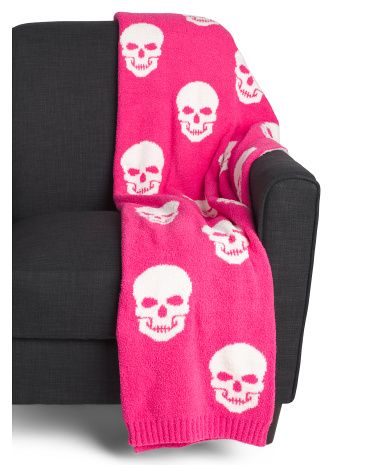 50x70 Feather Knit Skulls Throw | TJ Maxx