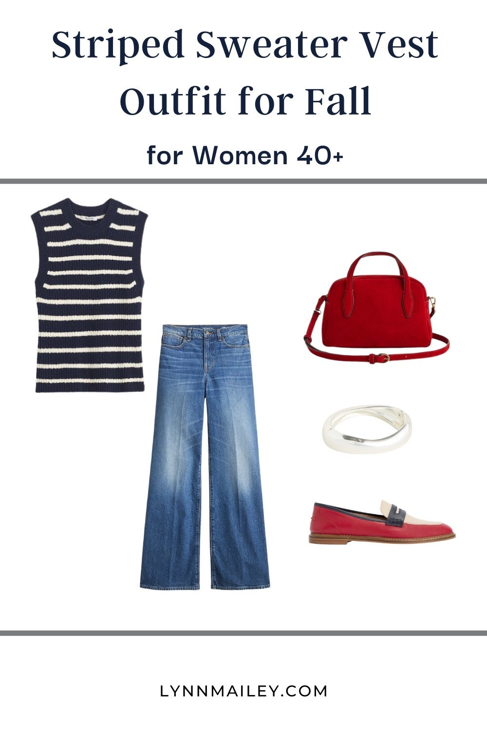 A striped sweater with jeans, bold, accessories, and loafers. A playful yet timeless fall outfit idea for women 40+ who love classic style

#LTKxMadewell #LTKWorkwear #LTKItBag