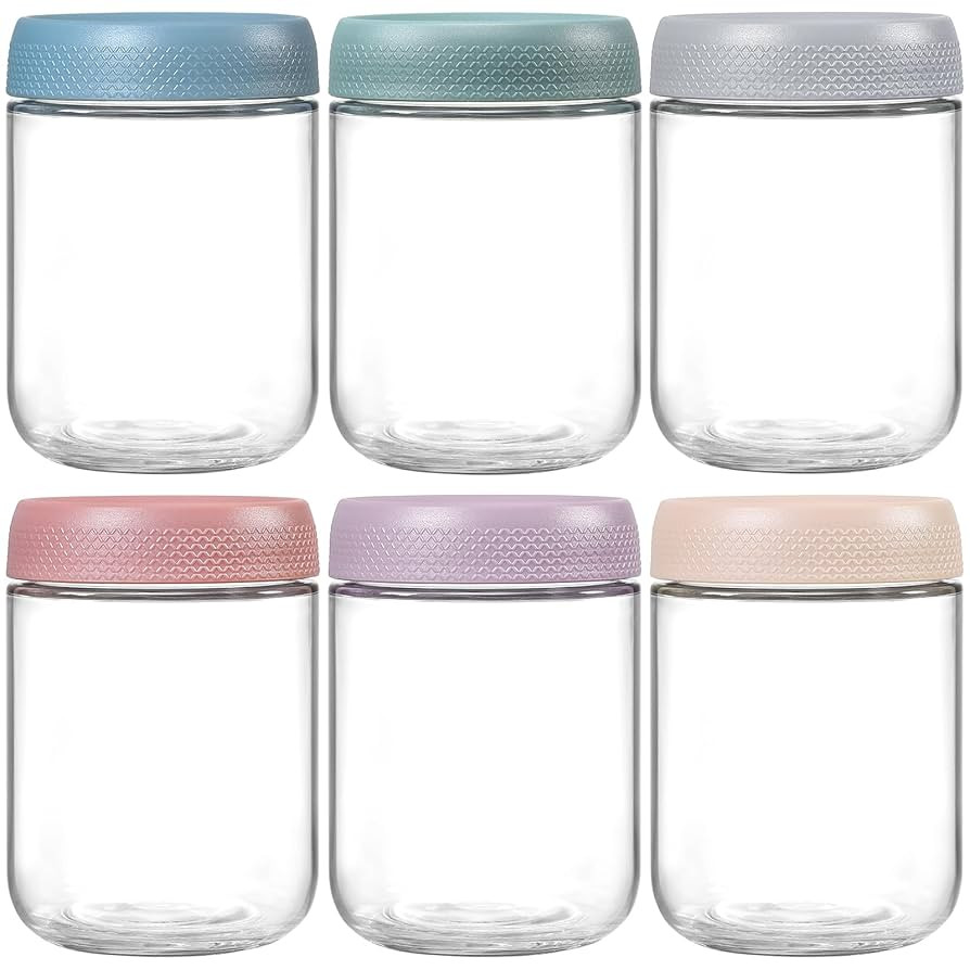 NETANY 6-pack 16 oz Overnight Oats Containers with Lids, Glass jars with Airtight Lids, Wide mout... | Amazon (US)