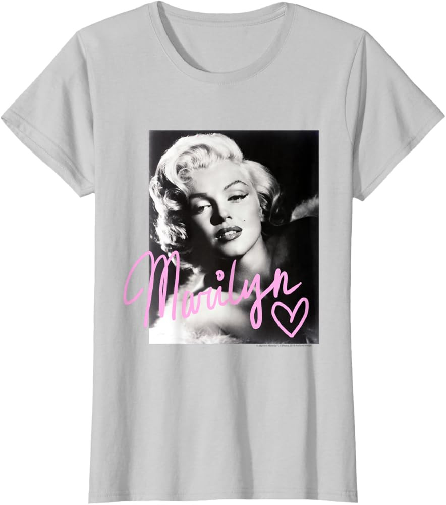 Marilyn Monroe black and white, pink handwriting Short Sleeve T-Shirt | Amazon (US)