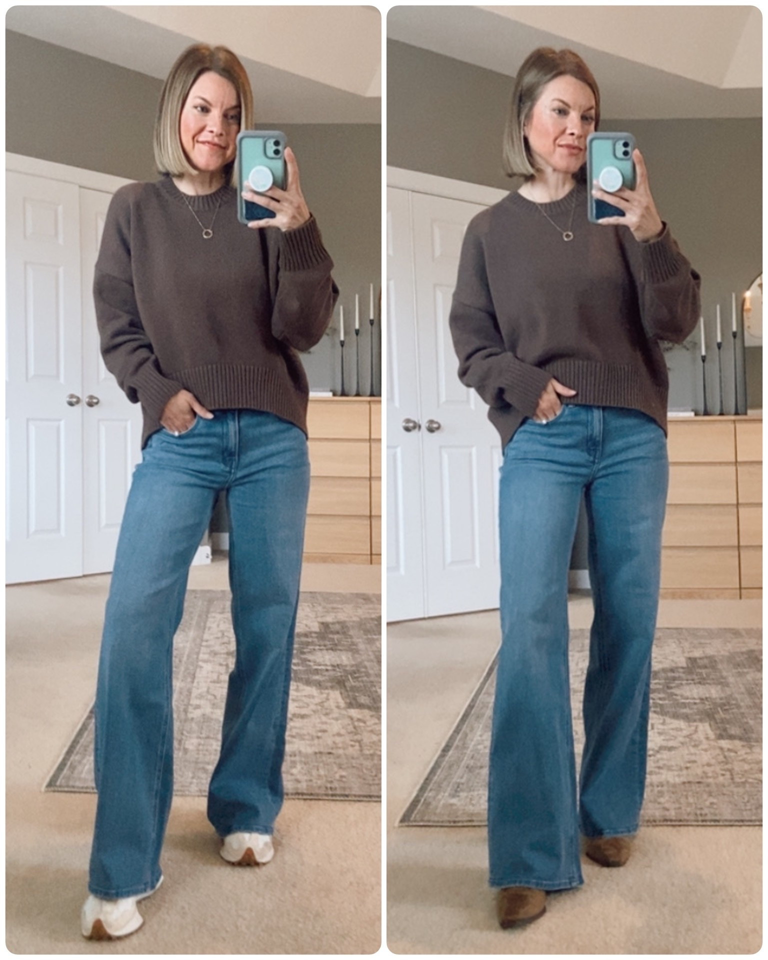Quince viral wide-leg jeans in “seaside blue” wash. I am 5’1” size 0, wearing size 25 in the 30” length.
Quince organic cotton sweater

#LTKPetite #LTKFindsUnder50 #LTKOver40