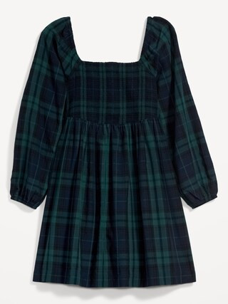 Fit & Flare Plaid Smocked Cutout Seersucker Mini Dress for Women | Old Navy (US)