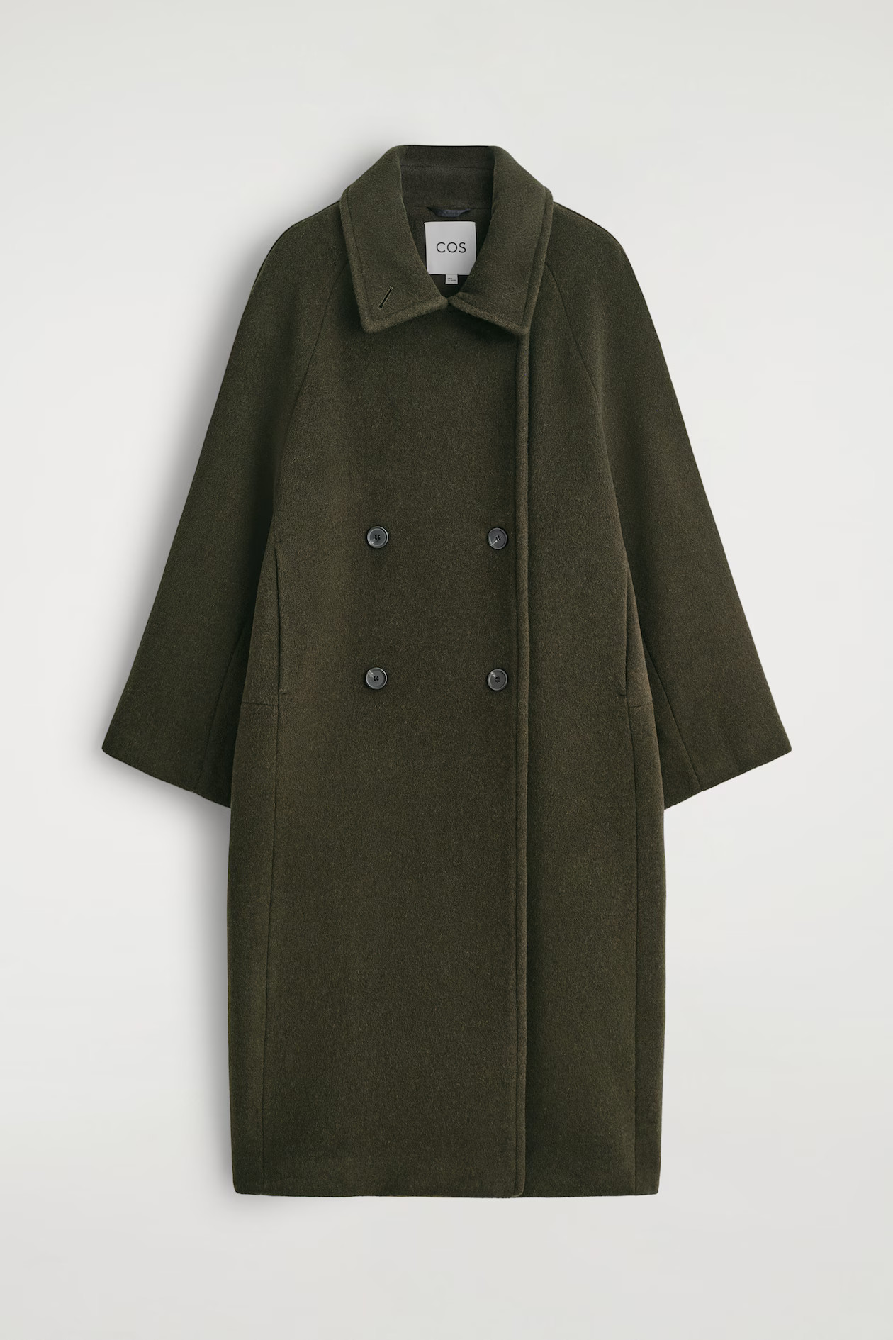 OVERSIZED DOUBLE-BREASTED WOOL COAT - DARK GREEN | COS | COS UK