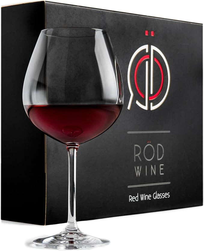 Red Wine Glasses - Lead Free Titanium Crystal Glass, 22 oz. Large Bowl, Long Stemmed Glassware - ... | Amazon (US)