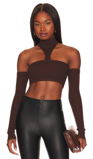 Genesis Crop Sweater in Chocolate | Revolve Clothing (Global)