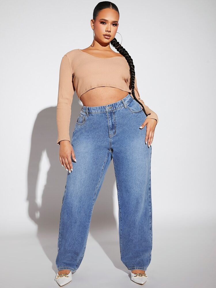 Plus High Waist Straight Leg Jeans | SHEIN