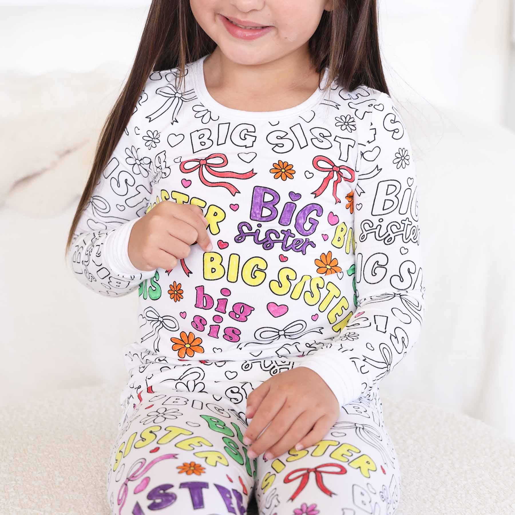 Colorable Two Piece Pajama Set | Big Sis | Caden Lane
