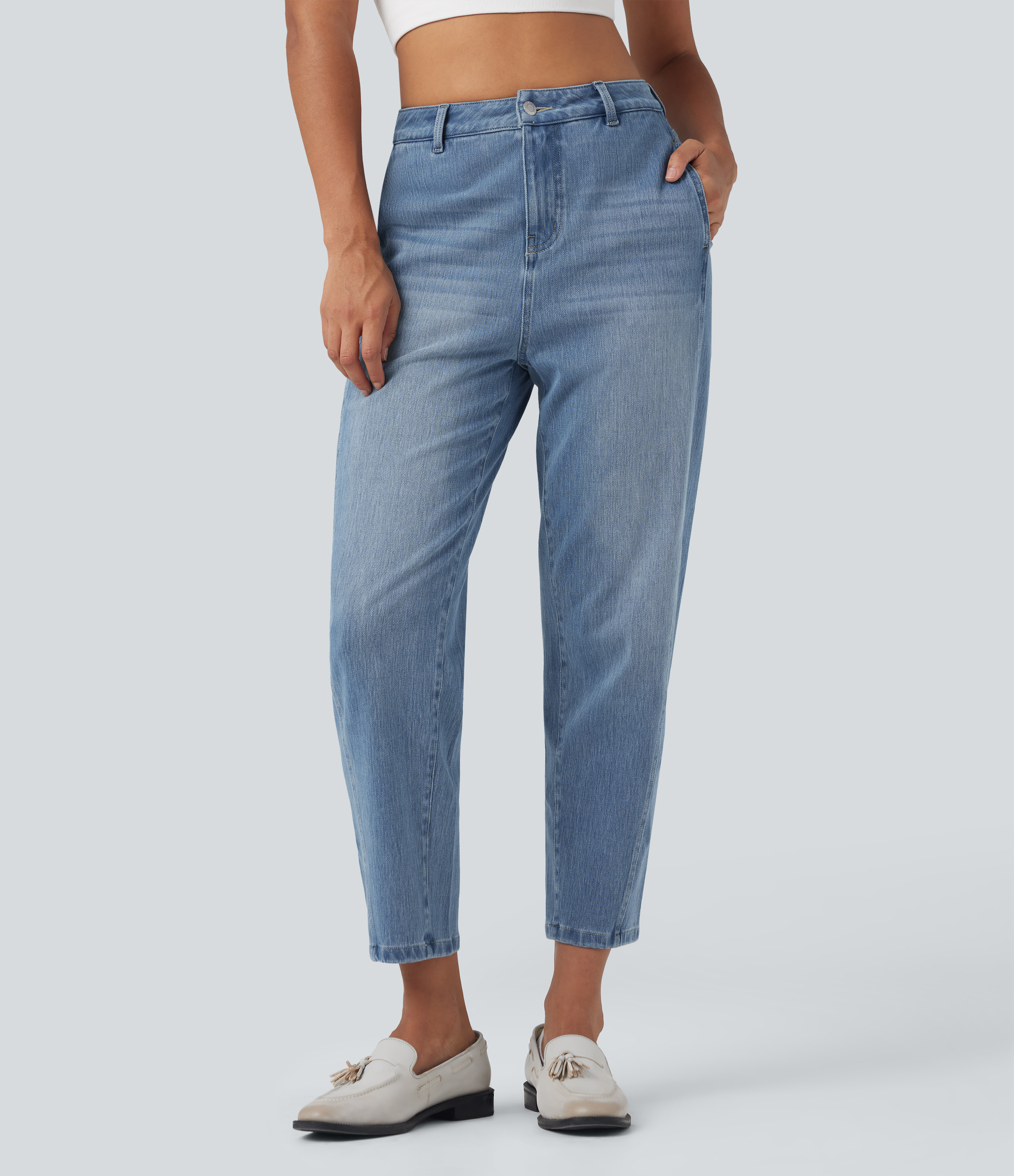 Halara Halara Flex™ High Waisted Casual Jeans with Pockets - Malibu Blue Denim - S(regular) | HALARA